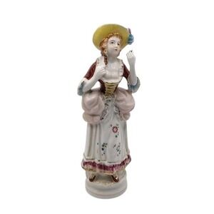 Vintage Fern Victorian Lady Figurine with Dress and Hat‎ Hand Painted Japan SEE